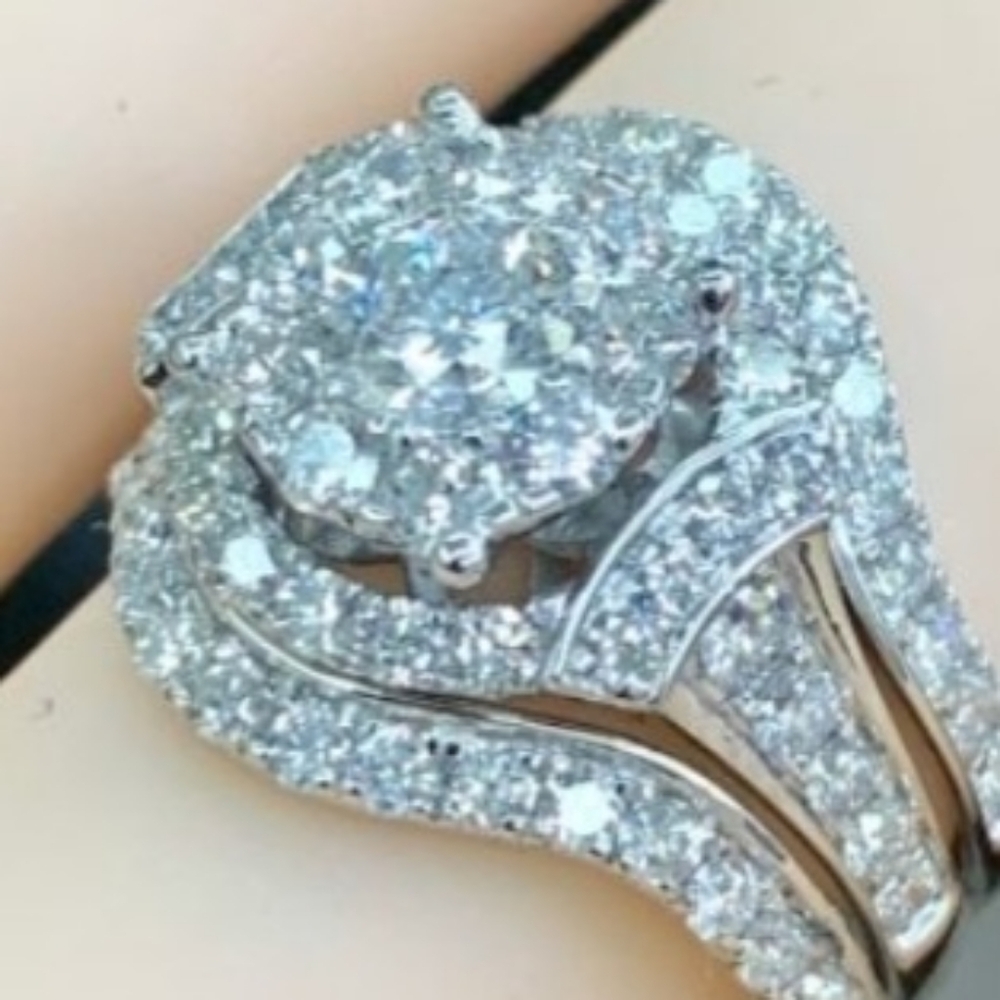 Floral Ring White Sapphire Jewelry Size 7